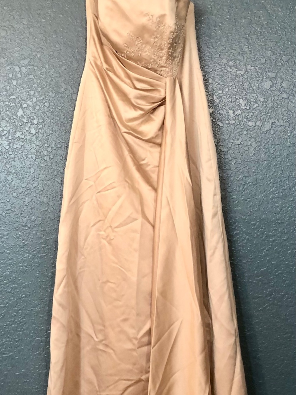 NEW David’s Bridal Size 10 Beige Beaded & Pleated Wedding Dress